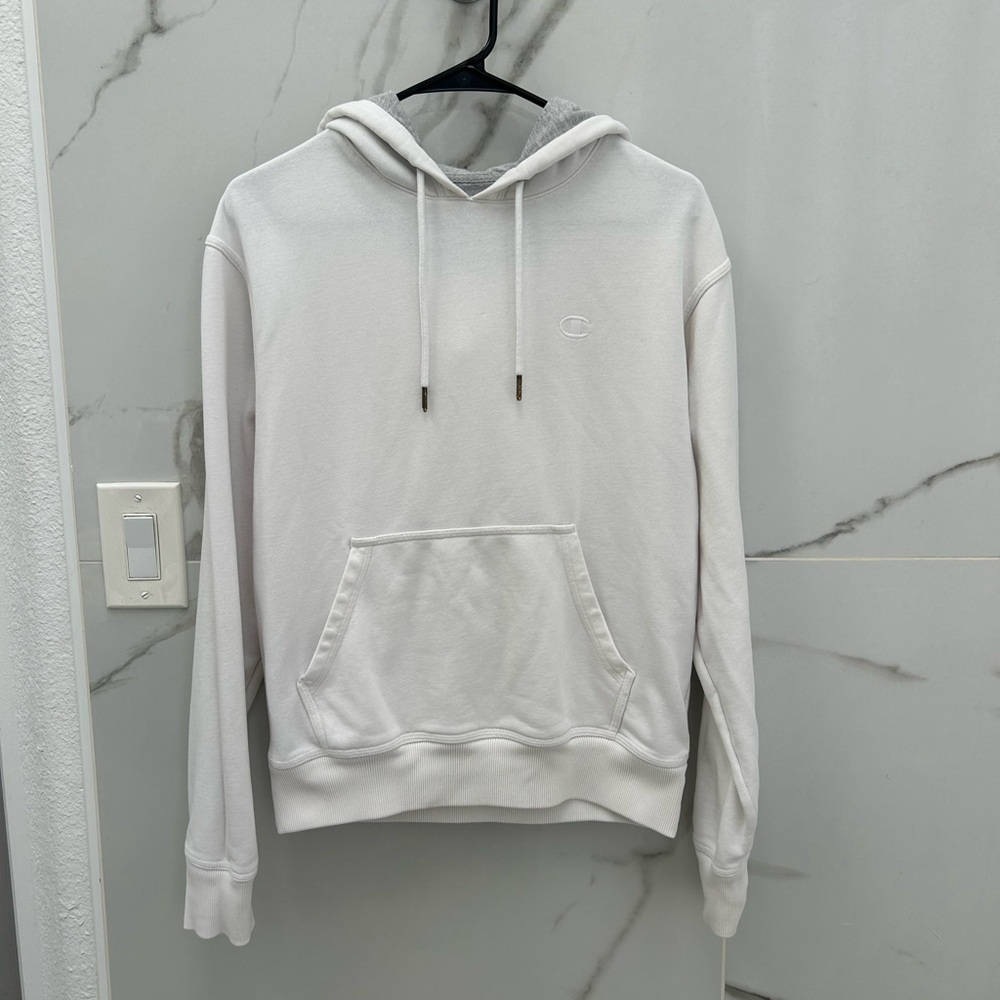 Champion White Pullover Hoodie with Subtle Logo